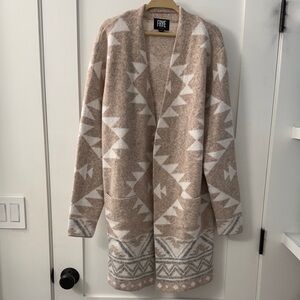 Frye Women's Geometric Cream, Tan and Gray Cardigan
